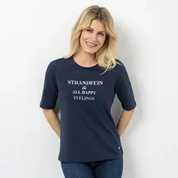STRANDFEIN Shirt, 1/2-Arm Rundhalsausschnitt Logo-Druck figurumspielend