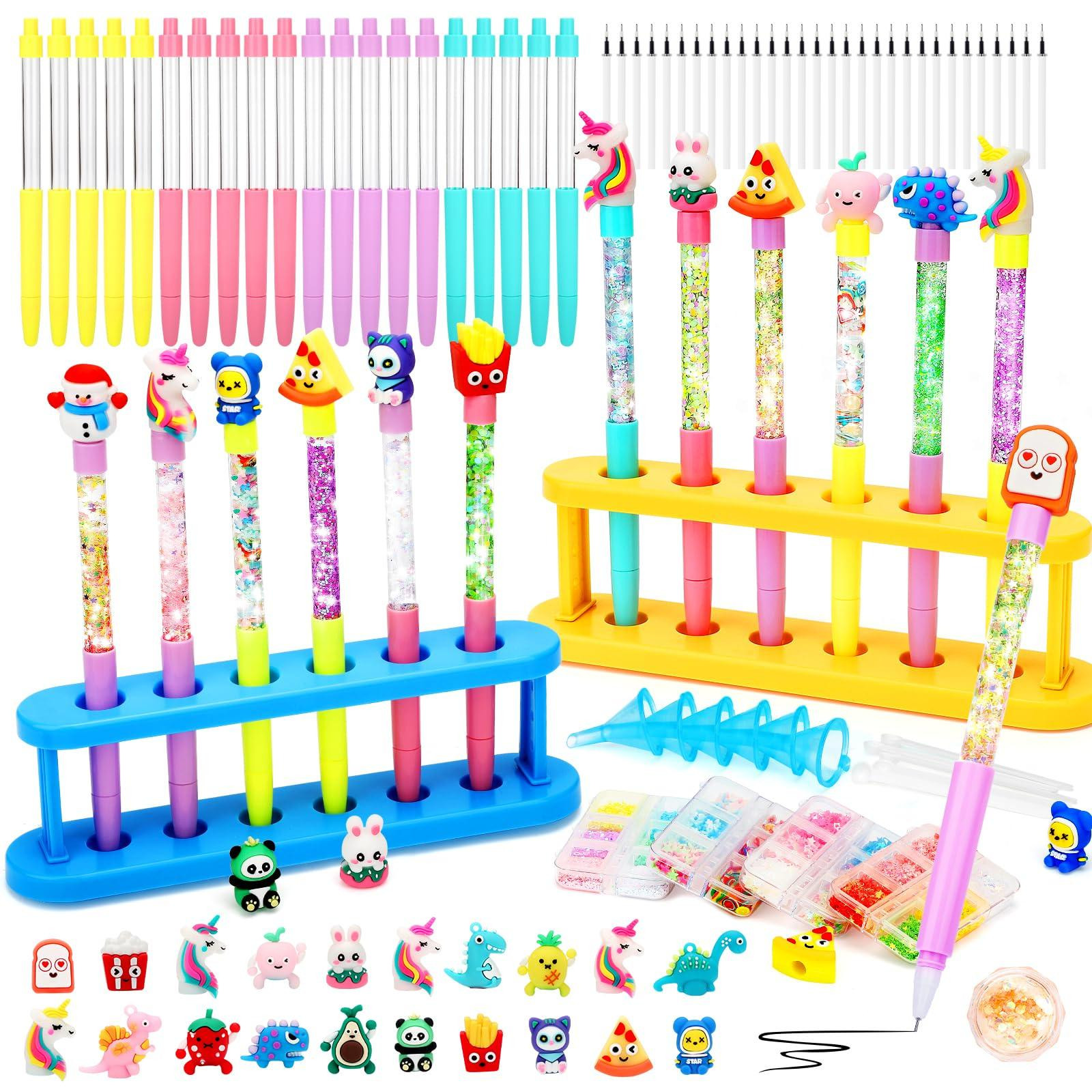 Selius Gepersonaliseerde pennenmaakset voor kinderen met 20 stuks, glitter en accessoires