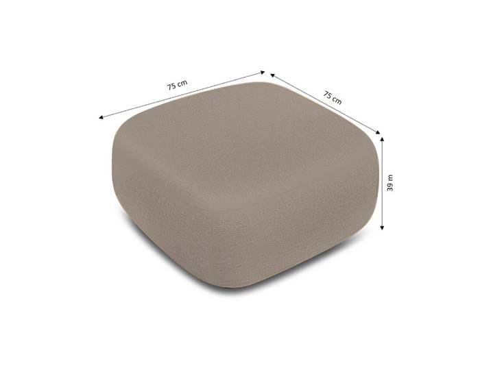 Pouf carré en tissu bouclette taupe