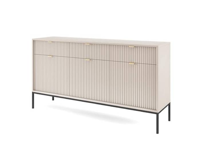 Kommode Nanaimo KSZ154 Kaschmir 154x83x39 cm Kommode NANAIMO KSZ154 - Kaschmir - Goldene Griffe - 3 Schubladen - Breite 154 cm, Höhe 83 cm, Tiefe 39 cm