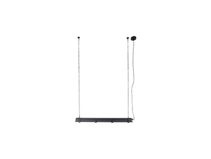 Suspension en métal noir, verre trempé, 1 ampoule, chaînes, tube