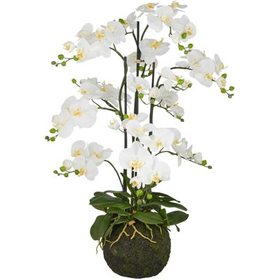 Kunstorchidee CREATIV GREEN "Orchidee Phalaenopsis", weiß, H:110cm, Kunststoff, Kunstpflanzen, mit künstlichem Erdballen