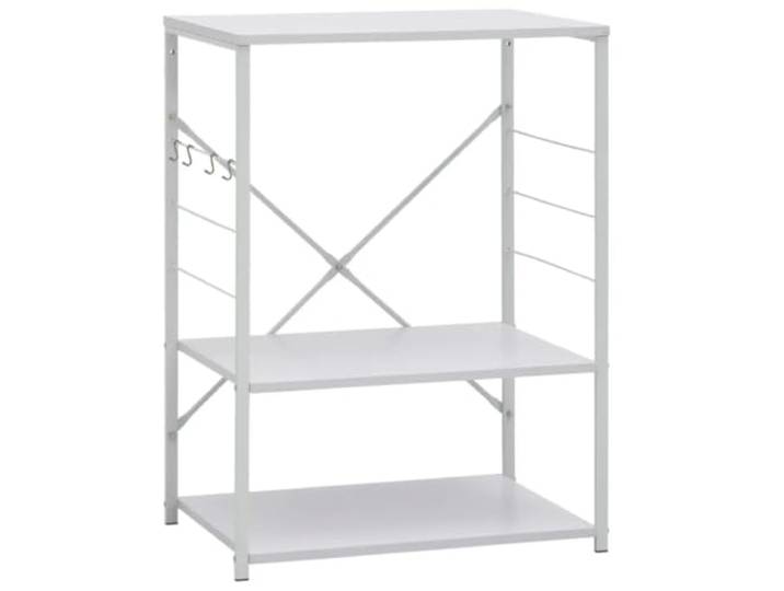 Helloshop26 Mikrowellenschrank mit 3 Ebenen, Küche, 60 x 39,6 x 79,5 cm, robust, Stauraum aus Holz, weiß, 02_0046482
