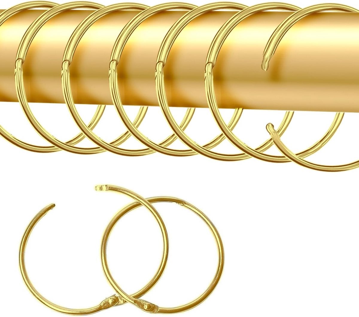 20x Gouden Gordijnringen van Metaal, 50mm - Stevige Ringclips voor Gordijnen