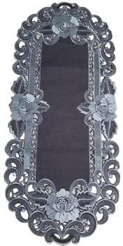 Jiallo Cocoa Linen Embroidered Cutwork Rectangular Table Runner, 15 by 34 inch Table Linen Decor, Water Resistance, Machine Wash safe