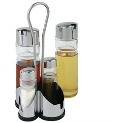 Gastronoble APS 5-teiliges Menagenset | Glas und Edelstahl | 5 Sets