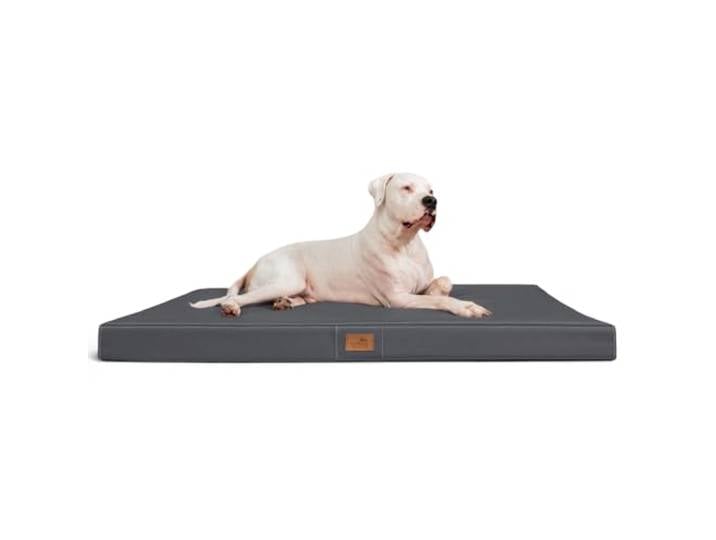 tierlando® Orthopädische Hundematratze Oscar Easy CLEAN aus Kunstleder mit Visco-Schaumfüllung, druckentlastende Hundematte mit Rutschfester Unterseite Größe: 120x90cm Farbe: 02 Graphit