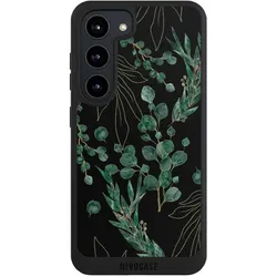 Nivocase Handyhülle für Samsung Galaxy S23 Hülle NIVOpure Case Schwarz Blätter Natur Eukalyptus (Samsung Galaxy S23), Smartphone Hülle, Schwarz