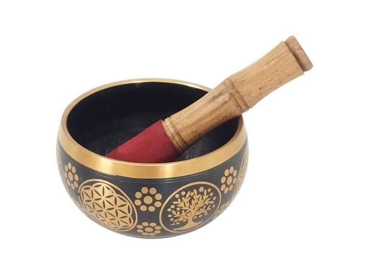 Imitation Instrument Musique - SIGNES GRIMALT - Bol Fleur de Vie en métal noir - Don spirituel d'Orient