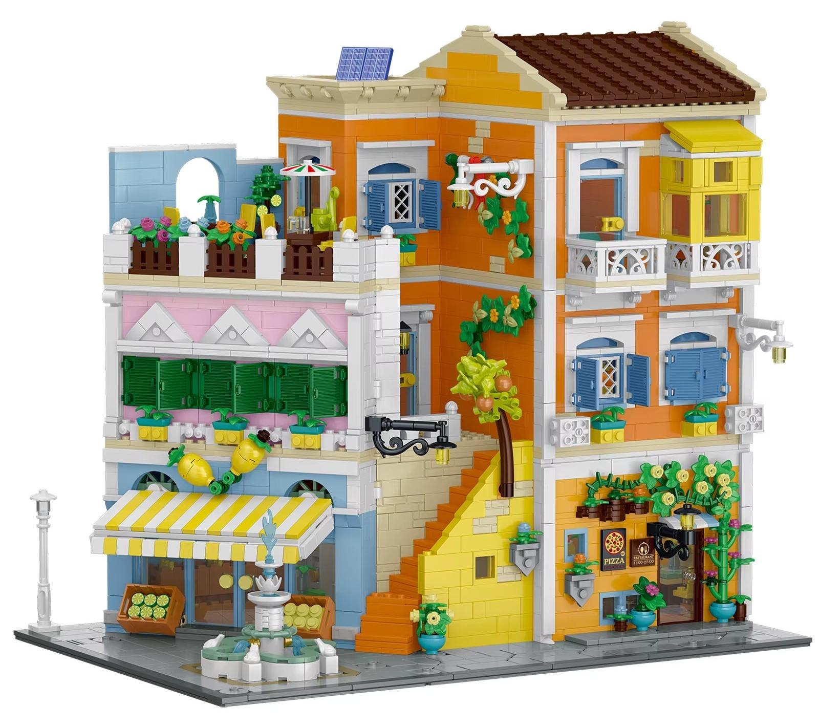 Bausatz mit Klemmbausteinen - Italienische Stadtvilla - Modulares Wohnungsmodell - 4017 Teile - Mit Box - ABS-Kunststoff - Ab 14 Jahren