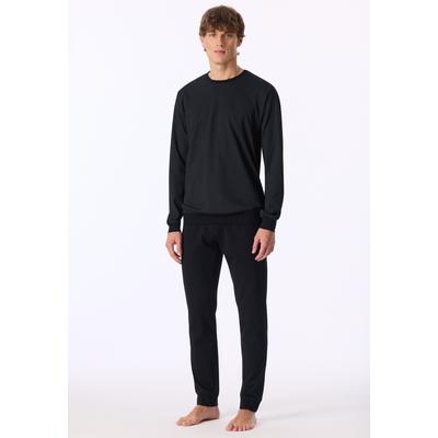 Schlafanzug UNCOVER BY SCHIESSER "Uncover Nightwear", Herren, Gr. 54, Single Jersey, schwarz (000, schwarz), Single Jersey, Obermaterial: 100% Baumwolle, bequem lang, Rundhals, Homewear-Sets Schlafanzug, Langarm, Rundhals-Ausschnitt, Single...