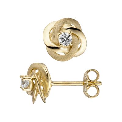 Paar Ohrstecker JOBO, gold (gelbgold 333), Ohrringe, Damen, Gelbgold 333, verschlungen 333 Gold mit Zirkonia