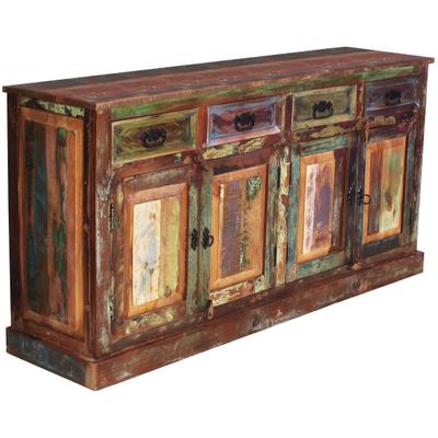 Sideboard SIT "Lodi aus bunt lackiertem Altholz mit 4 Türen & 4 Schubladen", bunt, B:160cm H:80cm T:40cm, Massivholz, Sideboards, Sideboard, 4 Türen, 4 Schubladen & großzügige Fächer für vielseitige Aufbewahrung