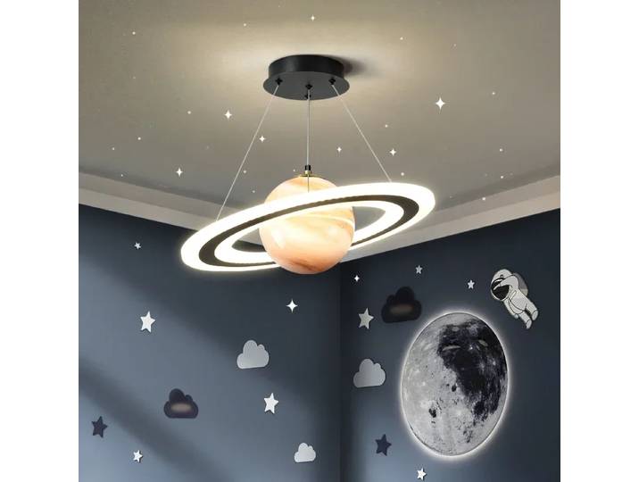Lampe LED suspendue au design nordique, Style planète, plafonnier pour chambre d'enfant, lune, étoile, terre errante, salon, décoration de maison