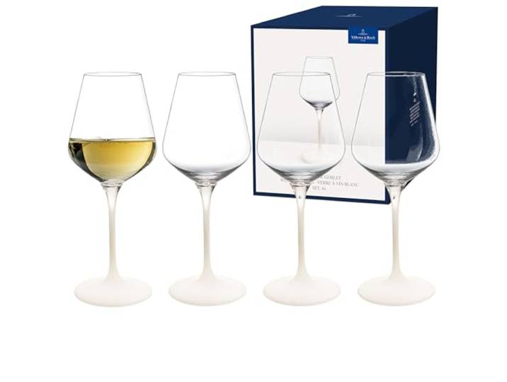 Villeroy & Boch - Manufacture Rock blanc Weißweinglas Set 4 teilig Weiß, Weinglas, Außergewöhnliche Gläser, Gläser für Wein, Weisswein Gläser, Kristallglas