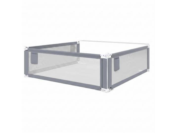 Bellabino Drina Boxspring Bettgitter 3er-Set 180/200 cm, Hellgrau, mit Gurt Rausfallschutz Boxspringbett, Baby Bettumrandung 64-95 cm höhenverstellbar, Bettgitter mit Seitentasche, Bettrausfallschutz