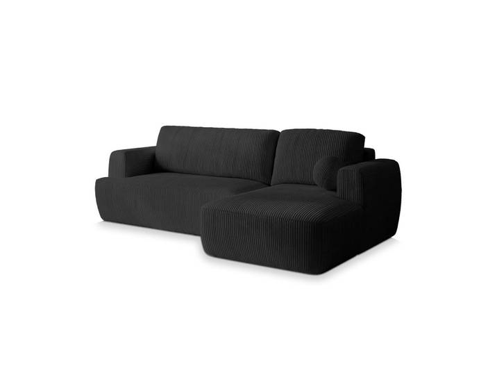 ECKSOFA SENTI P R-S Schwarz Kordstoff mit Schlaffunktion