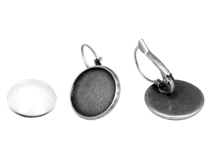 Rayher Ohrring-Metallfassung mit Cabochon 17 mm 1 Paar