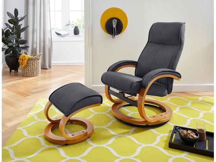 Relaxsessel HOME AFFAIRE Lille, TV-Sessel, Sessel mit Hocker, Wohnzimmer , grau (dunkelgrau), B:67cm H:107cm T:55cm, Luxus Microfaser (100% Polyester), Sessel, Relaxsessel, Schlaffunktion, Luxus-Microfaser Bezug und Holzgestell, Sitzhöhe 46 cm