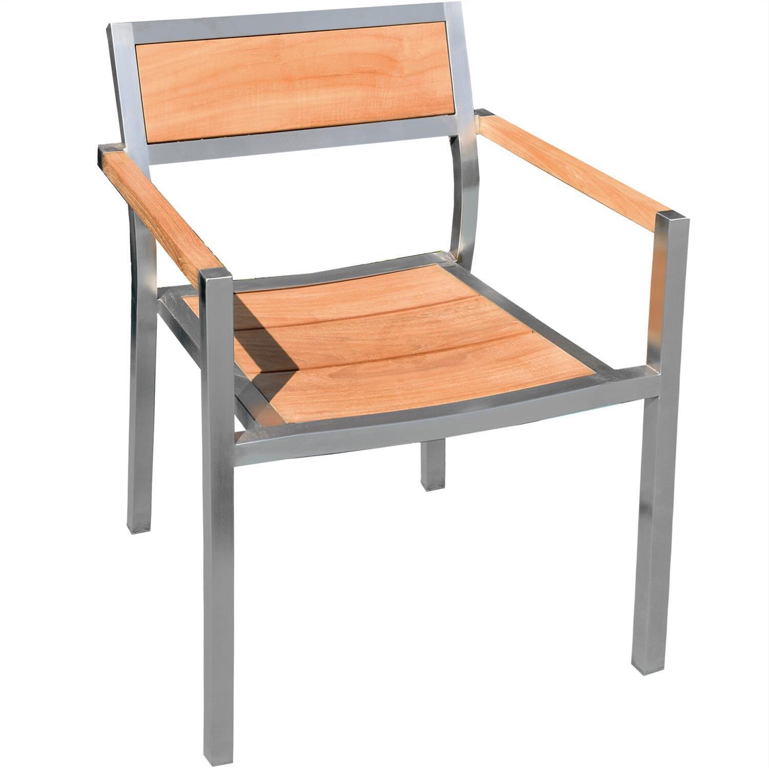 Teako Design Stapelstuhl Endine Teakholz Edelstahl stapelbar 59x59cm