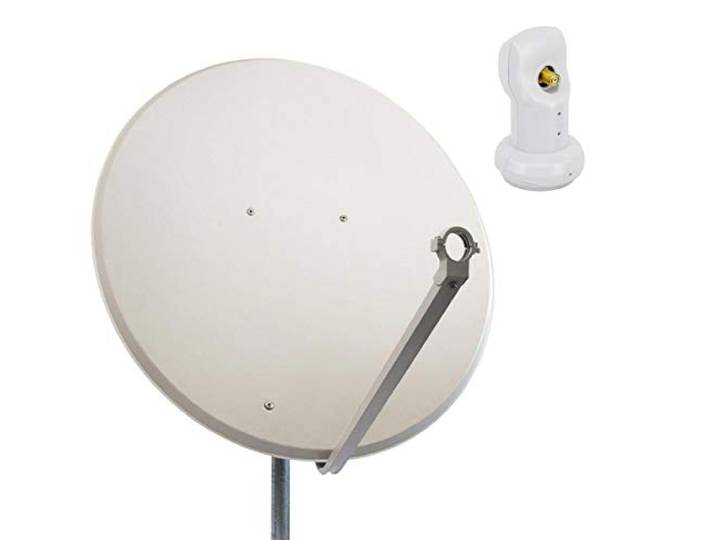 Premium X Satelliten-Komplettanlage 100cm SAT-Schüssel Stahl Hellgrau