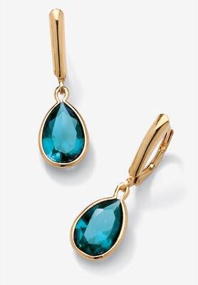 Gold over Sterling Silver Drop EarringsPear Cut Simulated Birthstones by PalmBeach Jewelry in December