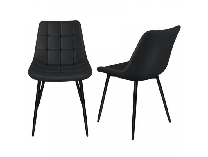 Chaise de salle à manger en PU - Noir - YIPEEMA - Lot de deux - 12 compartiments