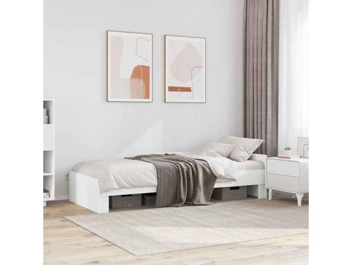Cadre blanc 80x200 cm avec tête lit sans matelas cadre une place clair design épuré facile à intégrer chez vous