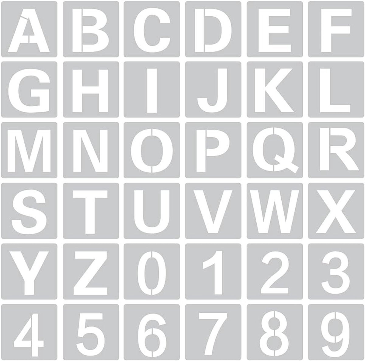 Set van 36 Herbruikbare Alfanumerieke Letter Sjablonen voor Scrapbooking, Schilderen en Creatieve Decoratie