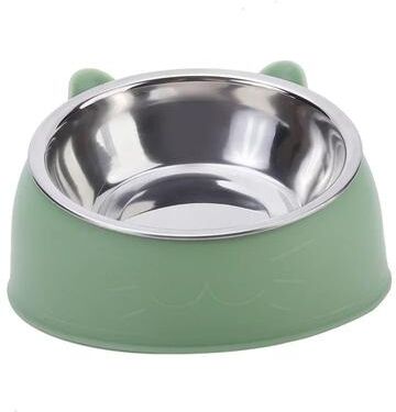 Uplift Picks Inclined Stainless Steel Cat Bowl Cute Raised Pet Feeding Bowl For Cats And Small Dogs green