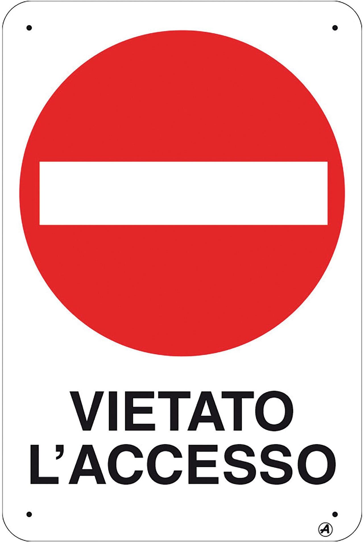 Nuova Algis TARGA VIETATO L'ACCESSO IN ALLUMINIO 12x18 cm