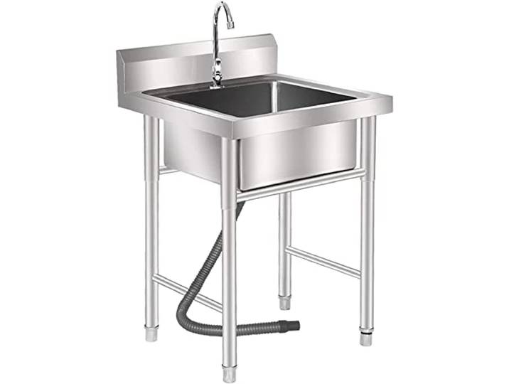 ZQFHSX Freistehende Edelstahl-Spüle für die gewerbliche Küche mit Schlauchanschluss, für Restaurants und Haushalte