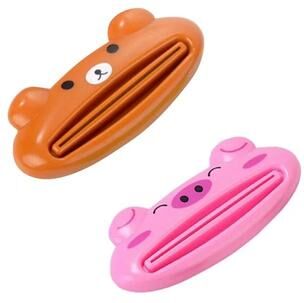 Uplift Picks Cute Animal Toothpaste Tube Squeezer And Rolling Holder 1 Pink 1 Bear