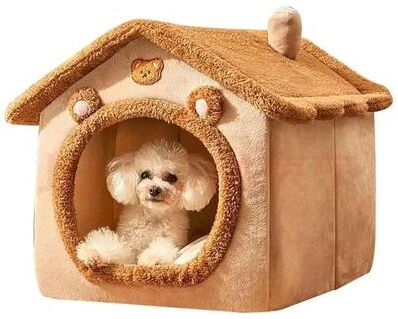 Uplifted Finds Indoor Warm Dog House Soft Pet Bed Tent With Removable Cushion s yellow
