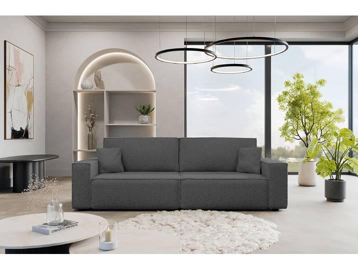 Schlafsofa GONDHI Grau Teddystoff Quila 245 x 83 x 90cm Modern