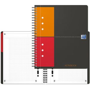 Oxford Collegeblock 357001411 Activebook, A5, Rand rundum, 80 g/m² 80 Blatt mit Register kariert