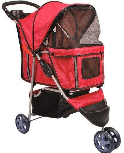 Bc-elec - 5663-0015Ared Poussette pour animaux à 3 roues, coloris rouge