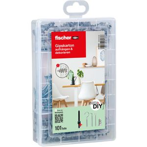 Fischer Schrauben-Dübel-Set 513892, EasyDIY Box, Gipskartondübel, Schrauben und Haken, 101-teilig