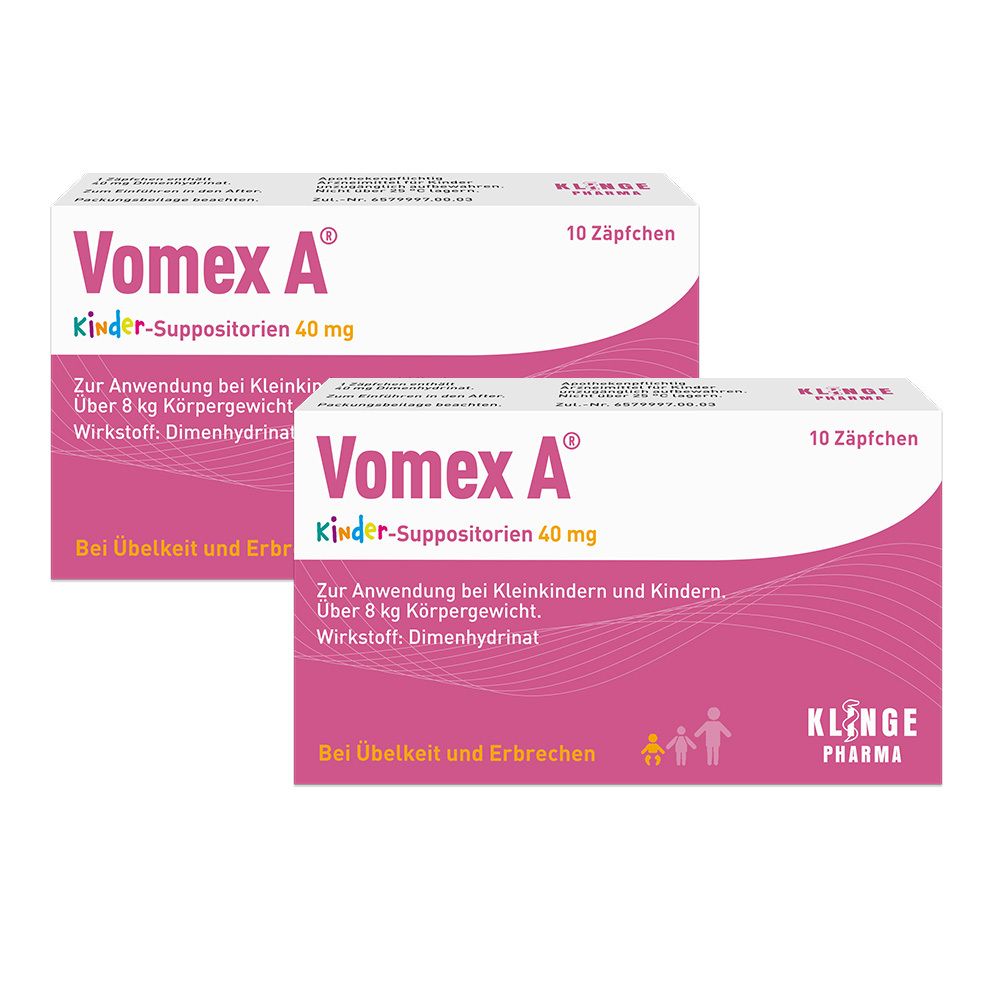 2x Vomex A Kinder-Suppositorien 40 mg 2x10 St