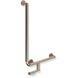 HEWI Winkelgriff System 900, PVD Kupfer gebürstet, waagerecht 500 mm, senkrecht 750 mm, rechts, inkl. Befestigungsmaterial