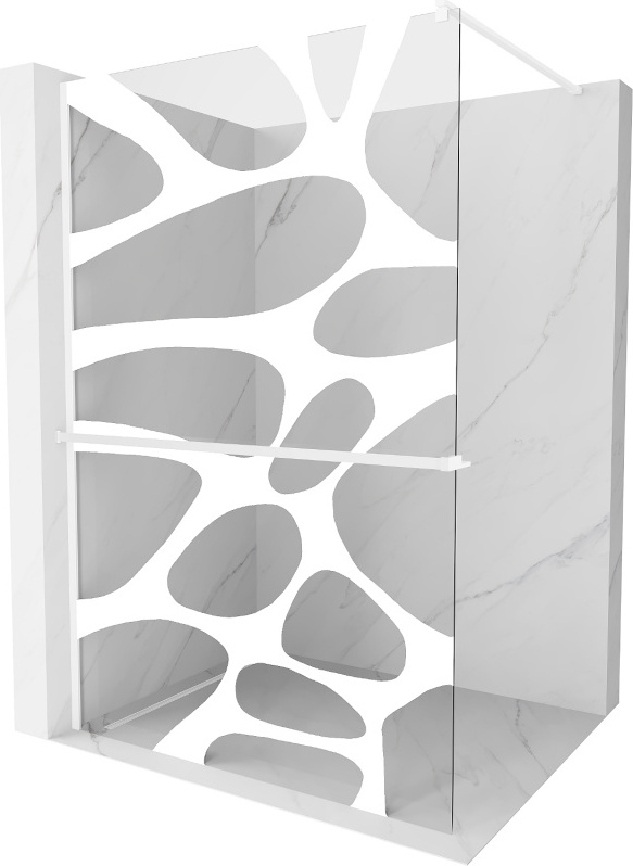 Mexen Kioto+ Duschwand mit Walk-in Regal 140 x 200 cm, weißes Muster, weiß - 800-140-121-20-97