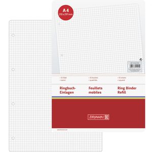 Brunnen Ringbucheinlagen 1066902, kariert, A4, 70g/qm, 50 Blatt, 4-fach gelocht