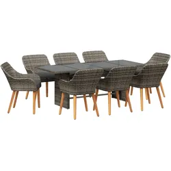 vidaXL 9-teilige Garten Essgruppe Graues Poly-Rattan