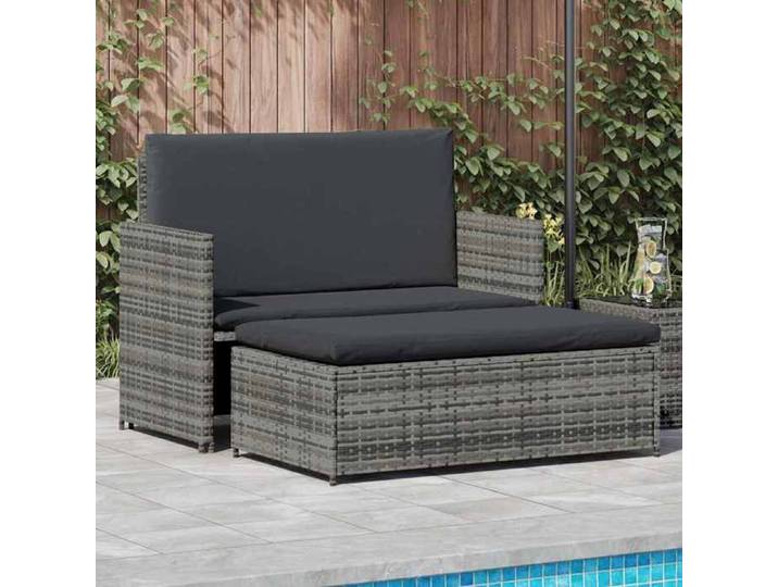 Canapés de jardin (lot de 2) avec coussins Résine tressée Gris - Sofa d'extérieur LL2966
