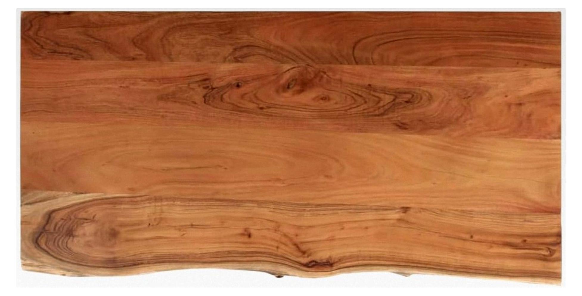 Waschtischplatte aus Akazienholz, Rechteckige Arbeitsplatte mit Naturkante, 120x60x2,5cm