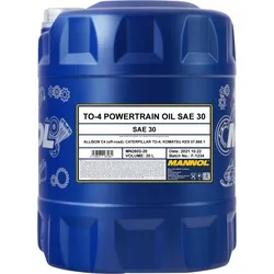 Mannol 2602 TO-4 Powertrain Oil SAE 30 Getriebehydraulik Mineralöl 20 Liter