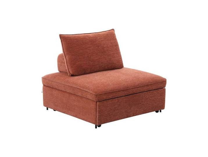 Fauteuil convertible chauffeuse en tissu chiné terracotta EKAVO