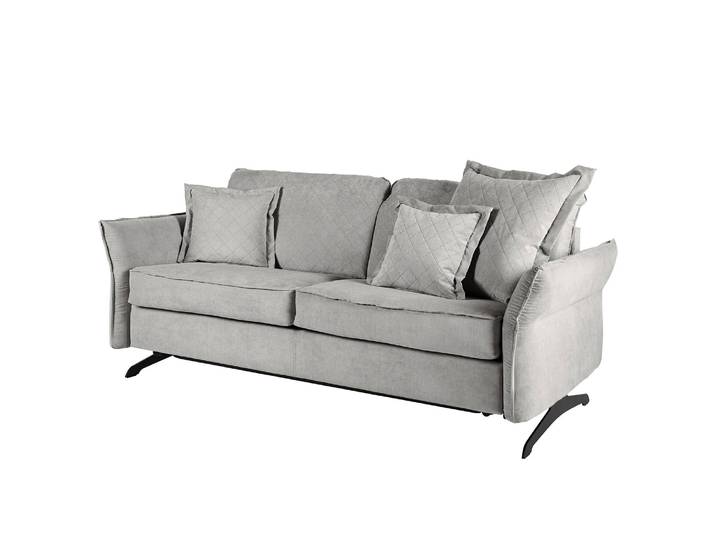 Schlafsofa Kallaste mit Matratze Silber/Silbergrau Flachgewebe 192cm Modern