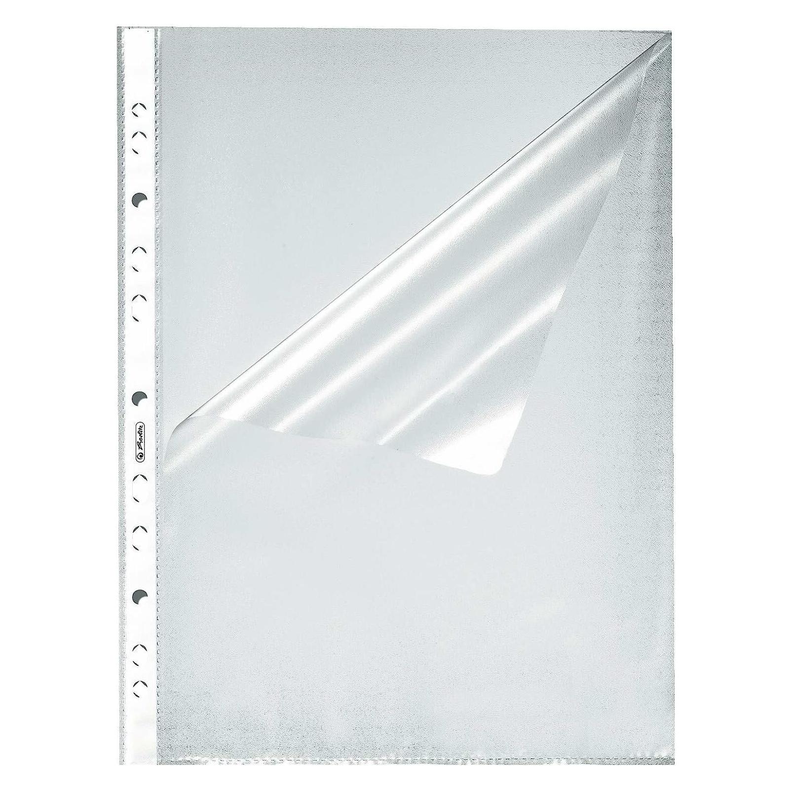 Herlitz Prospekthülle, DIN A4, genarbt, 0,055 mm aus PP-Folie, Eurolochung, dokumentenecht, oben und seitlic (A4, 100x) (10840098)