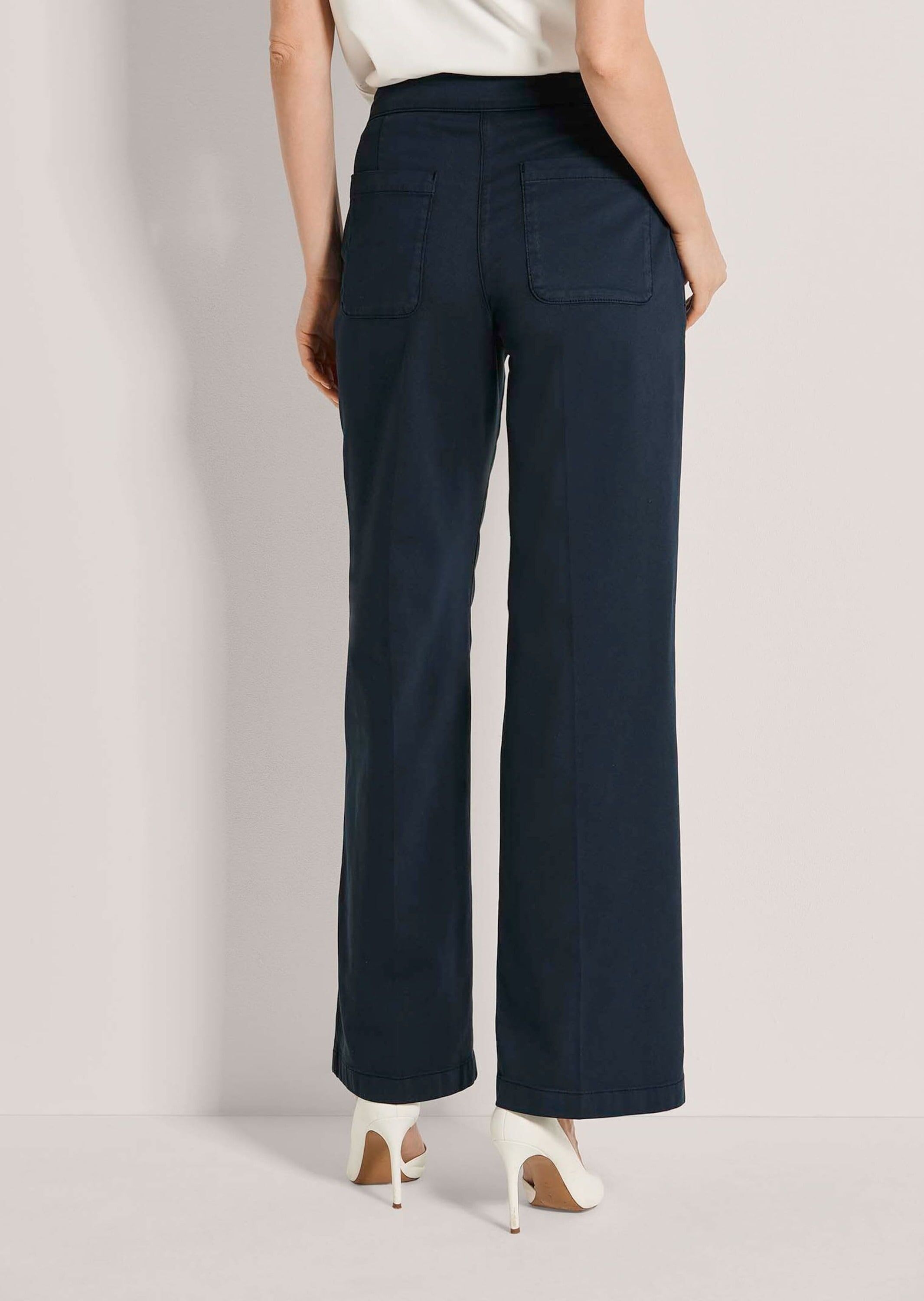 Stoffhose MADELEINE "Hose Weite Hose im Marine-Stil", Damen, Gr. 18, K-Gr, blau (marine), Modern, weit, Hosen Stoffhose